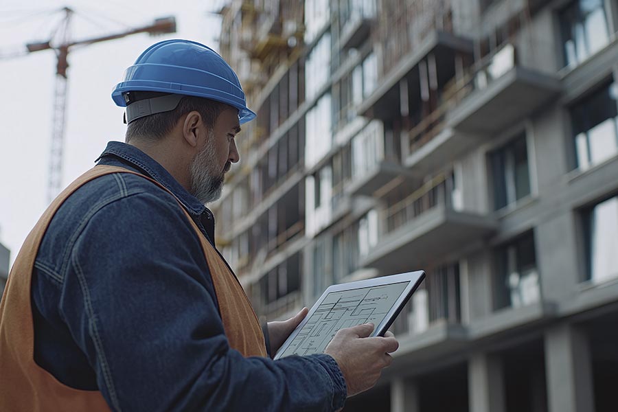 Arquitecto revisando edificios